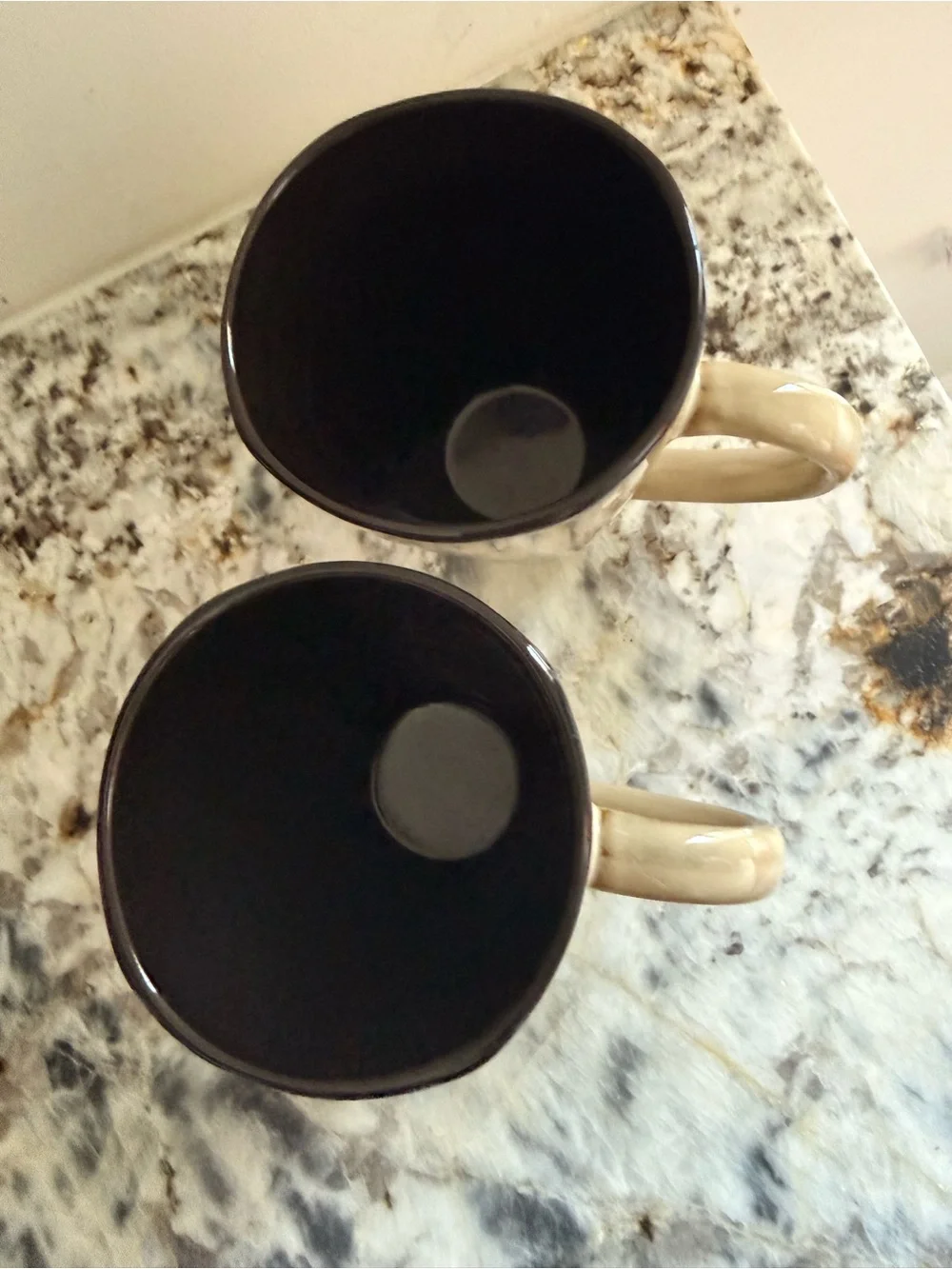 Threshold Beige Ceramic Mugs with Dark Blue Rim - Set of 2